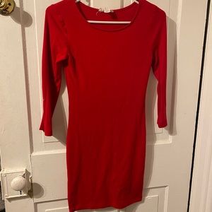 Super cute sexy long sleeve red Forever 21 bodycon small mid dress